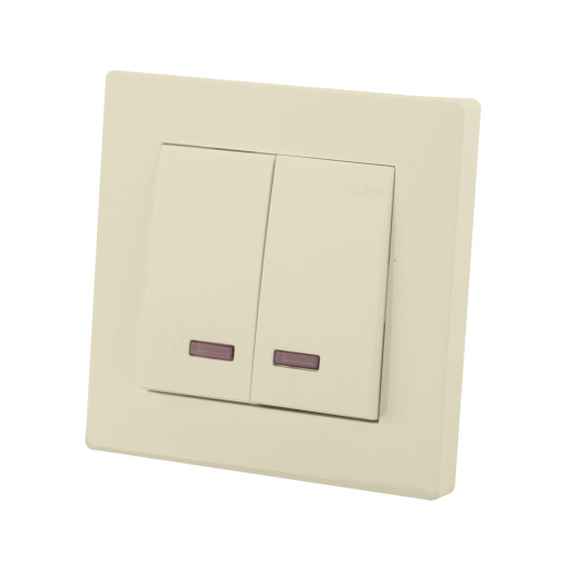 Выключатель 2 кл. с подсветкой 10А сл. кость 