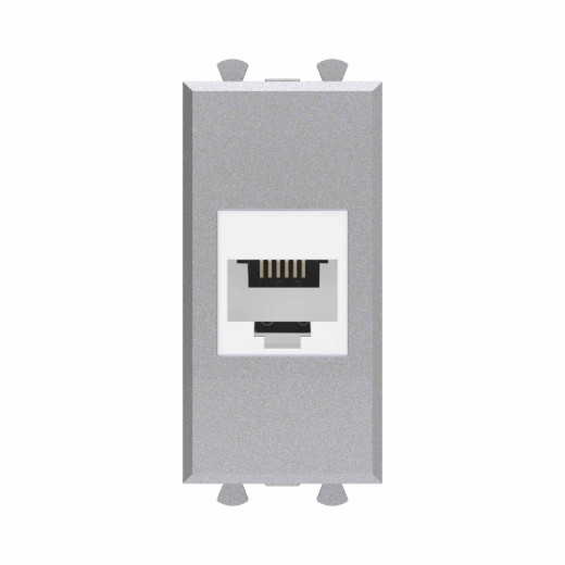 Телефонная розетка RJ-12 без шторки модульная, Avanti, закаленная сталь, 1 модуль