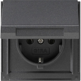 Gira TX-44 Антрацит Розетка с/з с крышкой