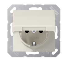 JUNG Штепсельная розетка SCHUKO 16A 250V~ с крышкой и защитой от детей слоновая кость