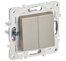 IEK SKANDY Шампань Выключатель 2-клавишный проходной 10А SK-V05Sh