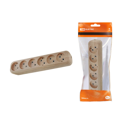 Колодка розеточная 6 гнезд 2П б/з 10А 250В 