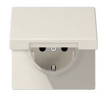 JUNG LS990 Слоновая кость Розетка штепсельная Schuko 16A, 250V с откидной крышкой на возвратной пружине и защитой от детей