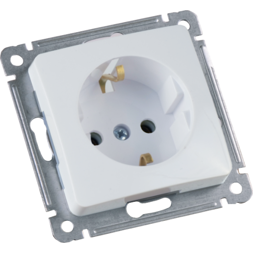 РС16-411 Розетка скрытой установки, одноместная, с заземляющим контактом, механизм, цвет белый