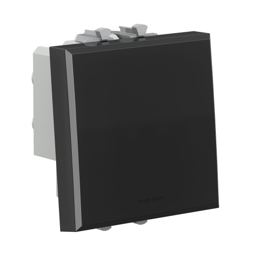 Выключатель двухполюсный одноклавишный модульный, Avanti, черный  квадрат, 2 модуля