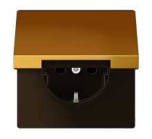 JUNG LS 990 Блеск золота Розетка с/з с крышкой безвинт.зажим