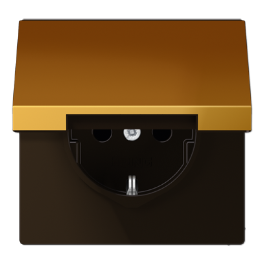 Штепсельная розетка SCHUKO 16A 250V~ с откидной крышкой, металл цвета золота