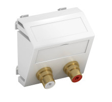OBO Bettermann Розетка мультимедийная Audio-Cinch, 1 модуль Modul45, 45х45 мм (наклонная), белая