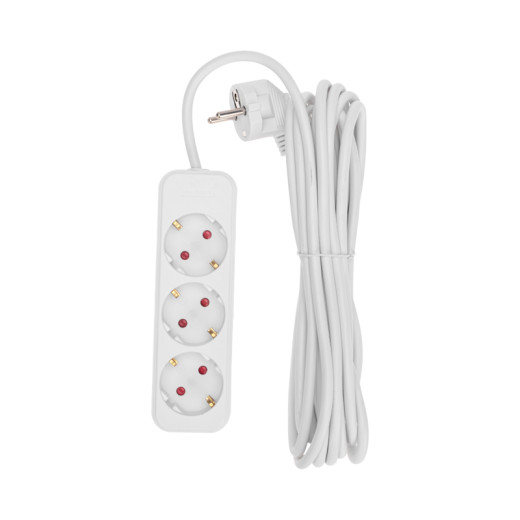 Удлинитель STANDARD 3 гнезда, 5м, 3x1,0мм², с/з, белый REXANT