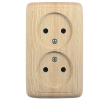 Hegel Альфа наруж Сосна РА16-144-02 Розетка двойная со шторками, с изол. пластиной