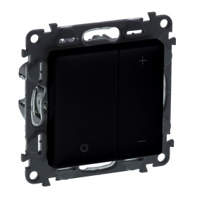 Legrand Valena LIFE Black. Светорегулятор кнопочный универсальный 400Вт без нейтрали. С лицевой панелью. Антрацит..