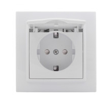 EKF Basic Минск Белый Розетка с/з, со шторками и крышкой, 16А, СП.