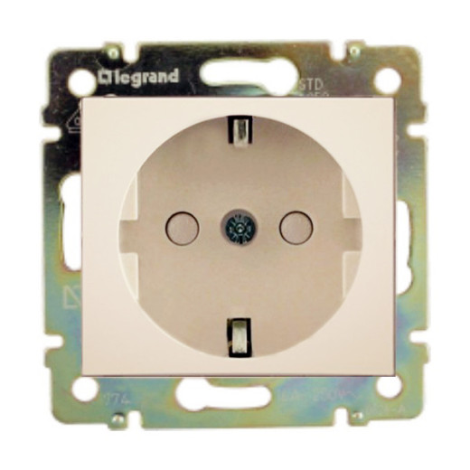 Розетка с заземлением - Legrand Valena - со шторками 16А 250В винтовые зажимы - слоновая кость