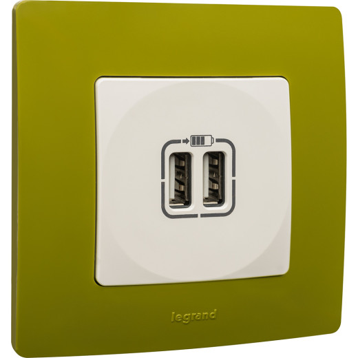 Зарядное устройство USB тип А / тип А - Legrand Etika - 3000мА 15Вт - белый