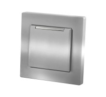 TDM Розетка 2П+З 16А 250В IP44 с крышкой серебр. металлик 