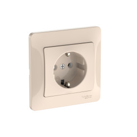 Systeme Electric Glossa Бежевый Розетка с заземлением, 16А, в сборе, быстрозажим. клем.