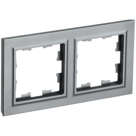 IEK BRITE BASE Сталь Рамка 2-м РУ-2-БрС