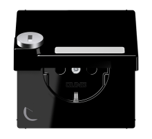 JUNG SCHUKO-розетка с крышкой  и замком, чёрный