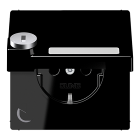 JUNG SCHUKO-розетка с крышкой  и замком, чёрный