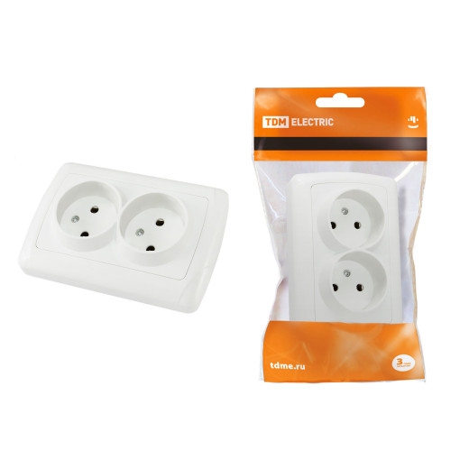 Розетка двойная 2П 10А 250В белая 