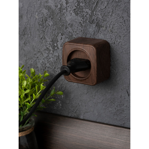 Розетка 1-местная ОП Минск 10А без заземления тёмное дерево EKF