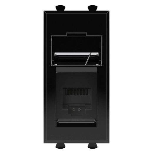 Телефонная розетка RJ-12 модульная, Avanti, черный квадрат, 1 модуль