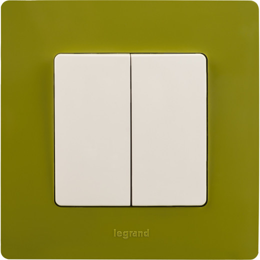 Выключатель двухклавишный - Legrand Etika - 10А 250В безвинтовые зажимы - белый