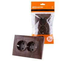 TDM Розетка двойная 2П+З 16А 250В венге 