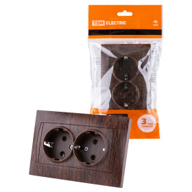 TDM Розетка двойная 2П+З 16А 250В венге 