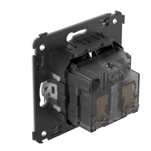 Розетка в стену, 2P+E, с з/ш, Avanti, черный квадрат