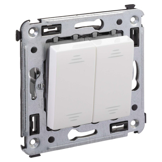 Переключатель двухклавишный в стену, Avanti, белое облако