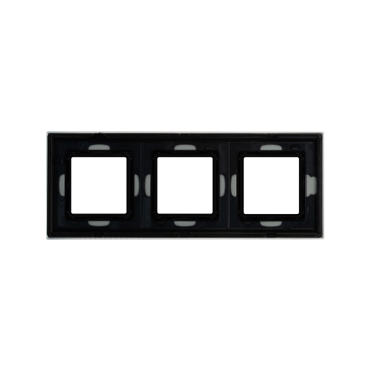 Рамка из натурального стекла 3 поста (6 мод.), Avanti, светло-серая