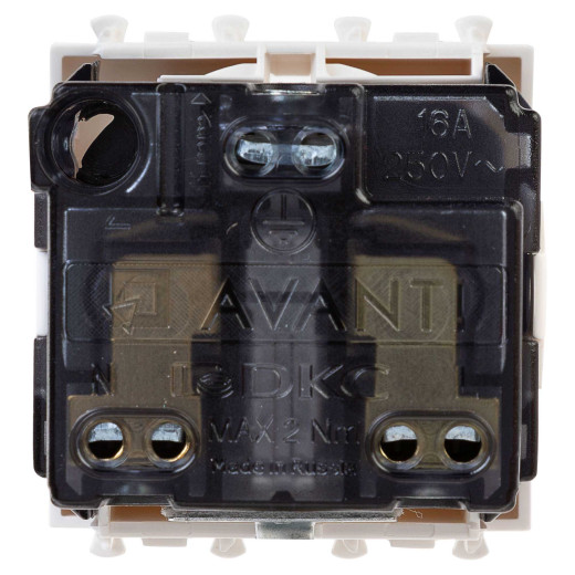 Розетка модульная, 2P+E, с з/ш, Avanti, белое облако, 2 модуля