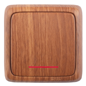 Hegel Альфа наруж Дуб ВА10-114-05 Выключатель 1-клавишный с индикацией, с изол. пластиной