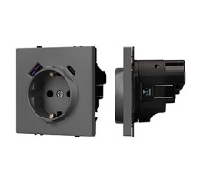 Arlight Механизм розетки с USB зарядкой SCT-NOBE-MUAC-SFPL-GR (230V, 16A) (-)