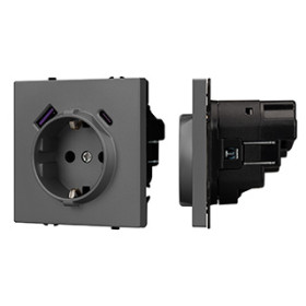 Arlight Механизм розетки с USB зарядкой SCT-NOBE-MUAC-SFPL-GR (230V, 16A) (-)