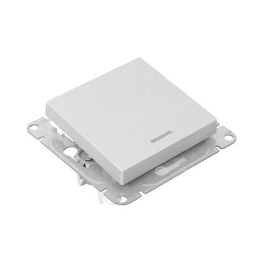 Механизм выключателя, одноклавишный, с подсветкой, алюминий Эпика EKF