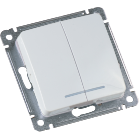 Hegel Мастер внутр Белый ВС10-452 Выключатель 2-клавишный, с индикацией, механизм