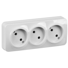 IEK GLORY РС23-2-ХБ Розет. 3-ая без з/к о/у 10А GLORY белый