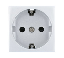 Ecoplast LK45 Розетка с з/к, со шторками глянцевая поверхность (серебристый металлик)