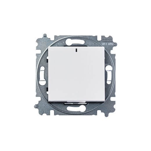 Выключатель одноклавишный с подсветкой ABB Levit белый / дымчатый чёрный