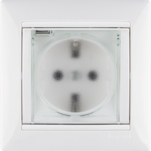 Розетка с заземлением IP44 - Legrand Valena - со шторками с защитной крышкой 16А 250В винтовые зажимы - белый