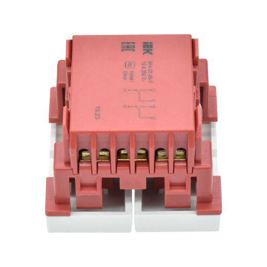 ВК4-22-00-П Выключатель проходной (переключатель) двухклавишный (на 2 модуля) ПРАЙМЕР белый IEK