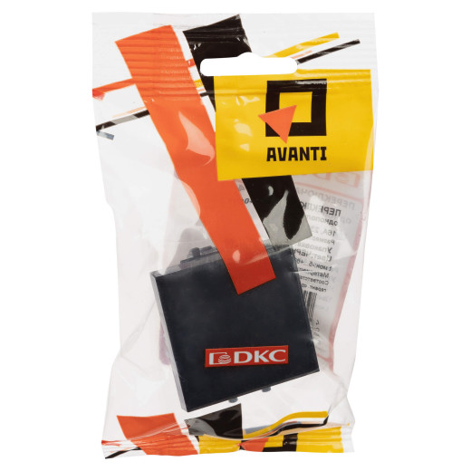 Переключатель одноклавишный модульный, Avanti, черный квадрат, 2 модуля