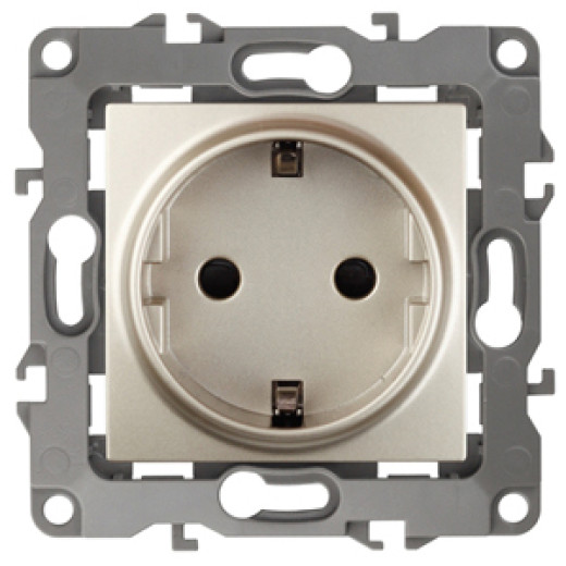 Розетка ЭРА Серия 12 12-2102-04 с заземлением 2P+E Schuko со шторками 16A-250В IP20 шампань