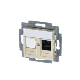 ABB EPJ Levit слоновая кость / белый Розетка компьютерная RJ45 кат,5e+заглуш,, слоновая кость