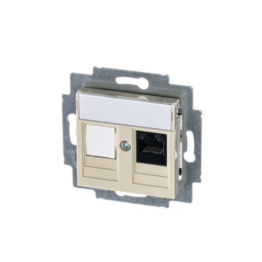Розетка информационная ABB Levit RJ45 категория 5e и заглушка слоновая кость