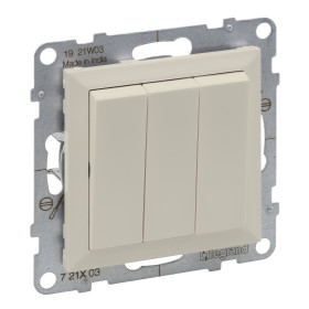 Legrand/Daccord SUNO Слоновая кость Выключатель трехклавишный.