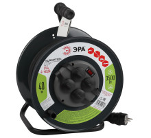 ЭРА Удлинитель силовой RMx-4es-3x1.5-40m-IP44(KG) на металлической катушке c заземлением 4 розетки 40м КГ 3х1.5мм2