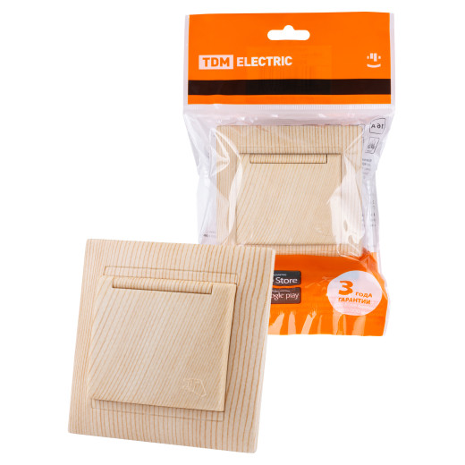 Розетка 2П+З 16А 250В IP44 с крышкой сосна 